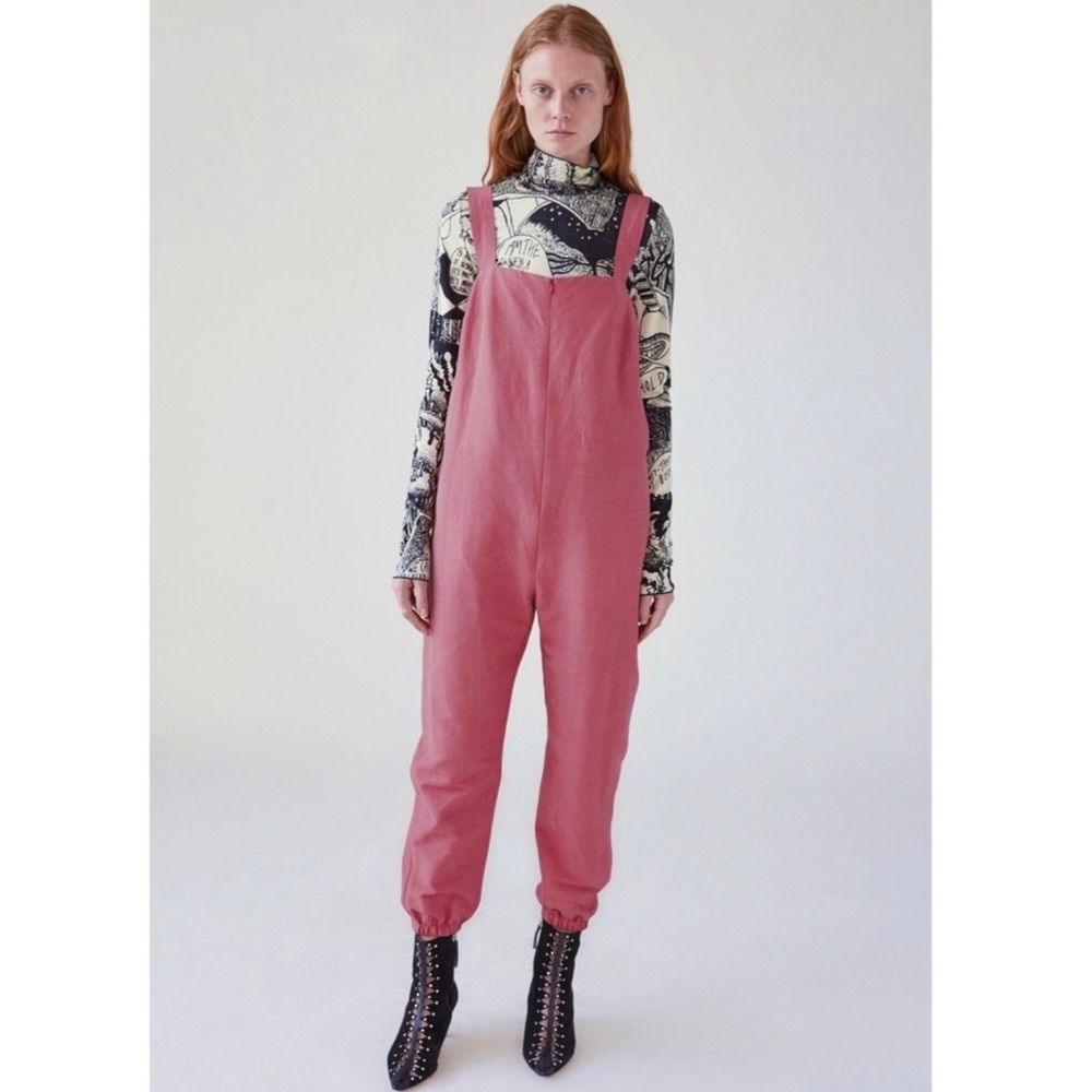 Rachel Comey Barlow Jumpsuit Linen blend Overall Size 6 rose pink casual street